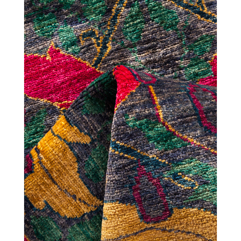 Hand-Knotted Wool Multicolor Floral Motif Area Rug 8' x 10'