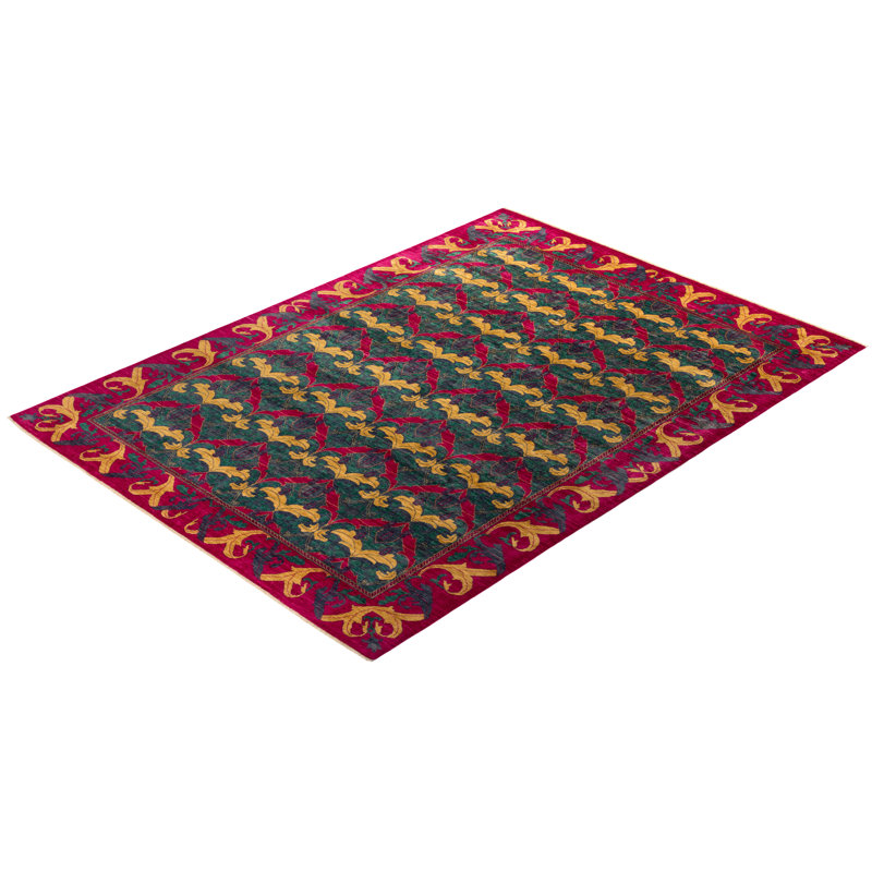Hand-Knotted Wool Multicolor Floral Motif Area Rug 8' x 10'