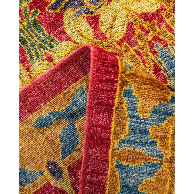 Hand-Knotted Multicolor Wool Floral Motif Area Rug, 8' x 10'