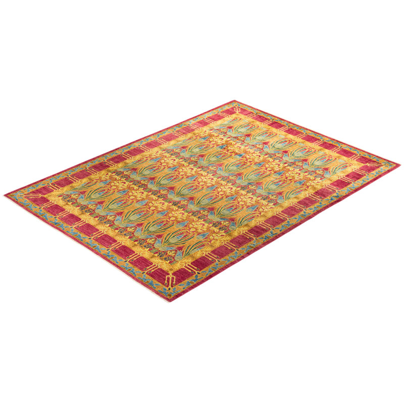 Hand-Knotted Multicolor Wool Floral Motif Area Rug, 8' x 10'