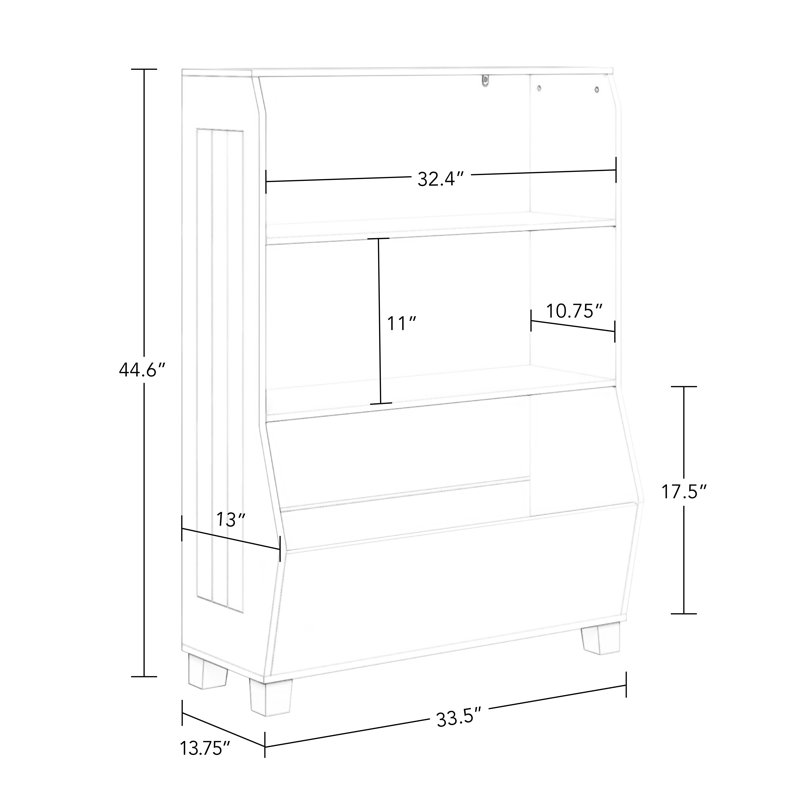 Red Adjustable Kids Bookcase with Toy Organizer and Bins