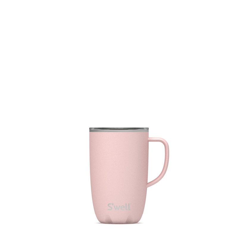 Pink Topaz Stainless Steel Travel Mug with Handle, 16 oz