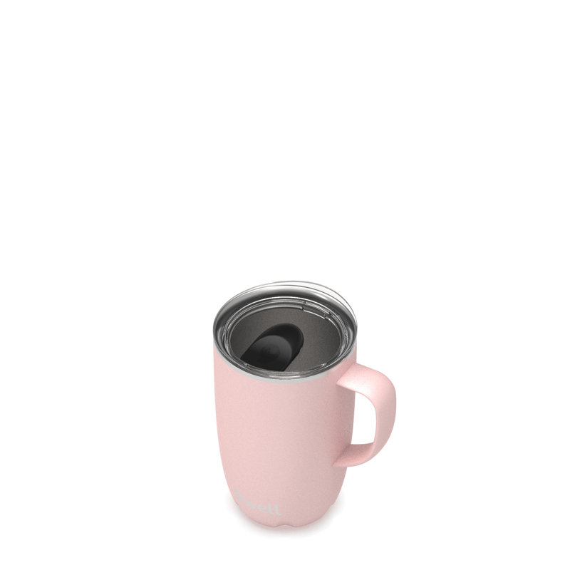 Pink Topaz Stainless Steel Travel Mug with Handle, 16 oz