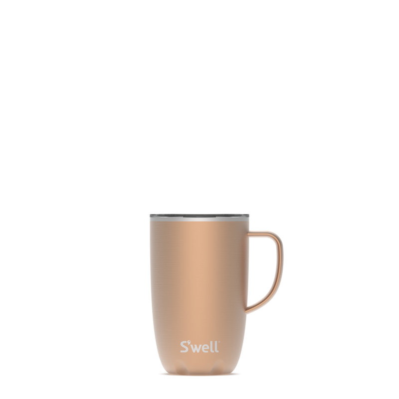Pink Topaz Stainless Steel Travel Mug with Handle, 16 oz
