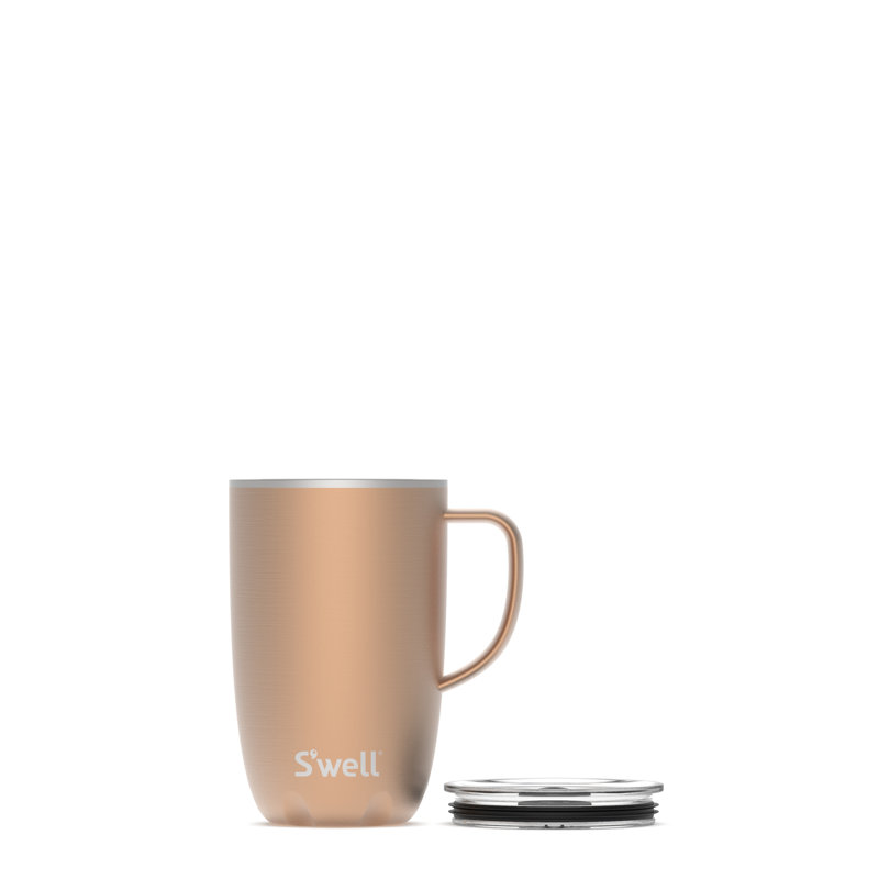 Pink Topaz Stainless Steel Travel Mug with Handle, 16 oz