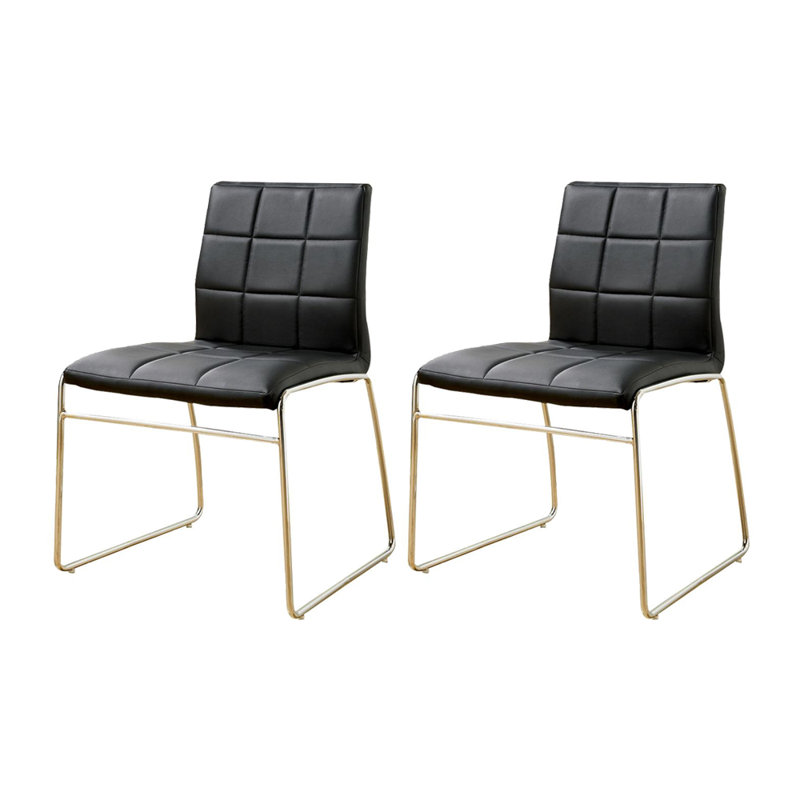 Black Metal Contemporary Side Chair with Leatherette Seat