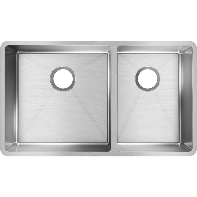 Polished Satin 31.5" Stainless Steel Double Bowl Drop-in Sink