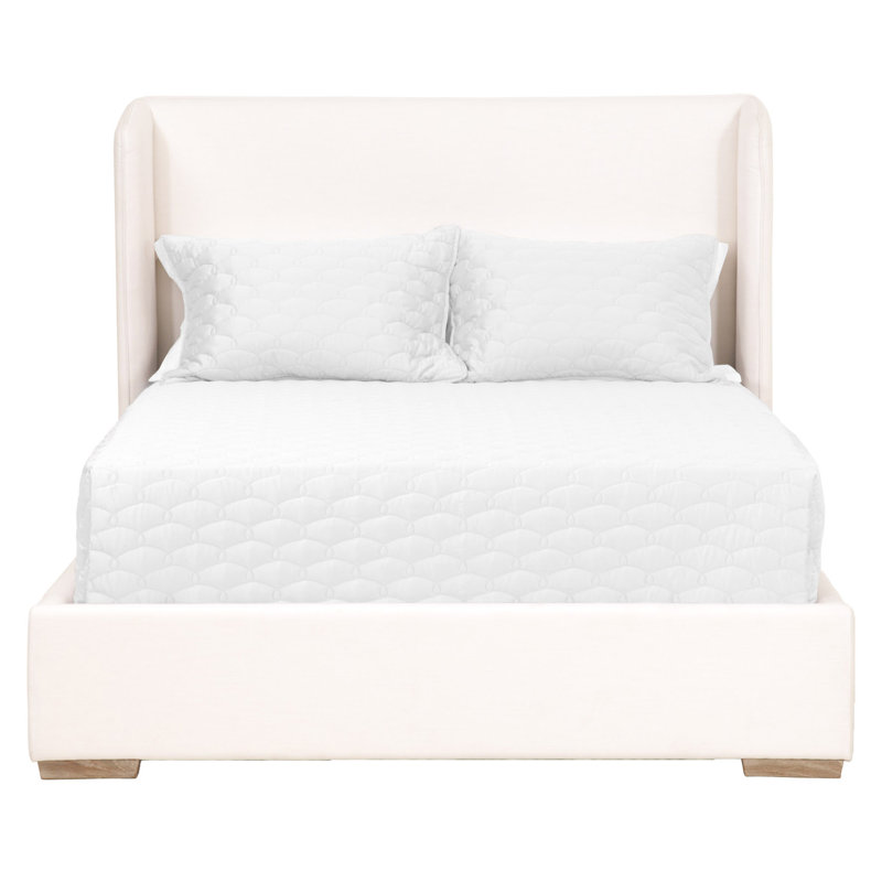 Peyton-Pearl Transitional Wingback California King Bed with Oak Frame