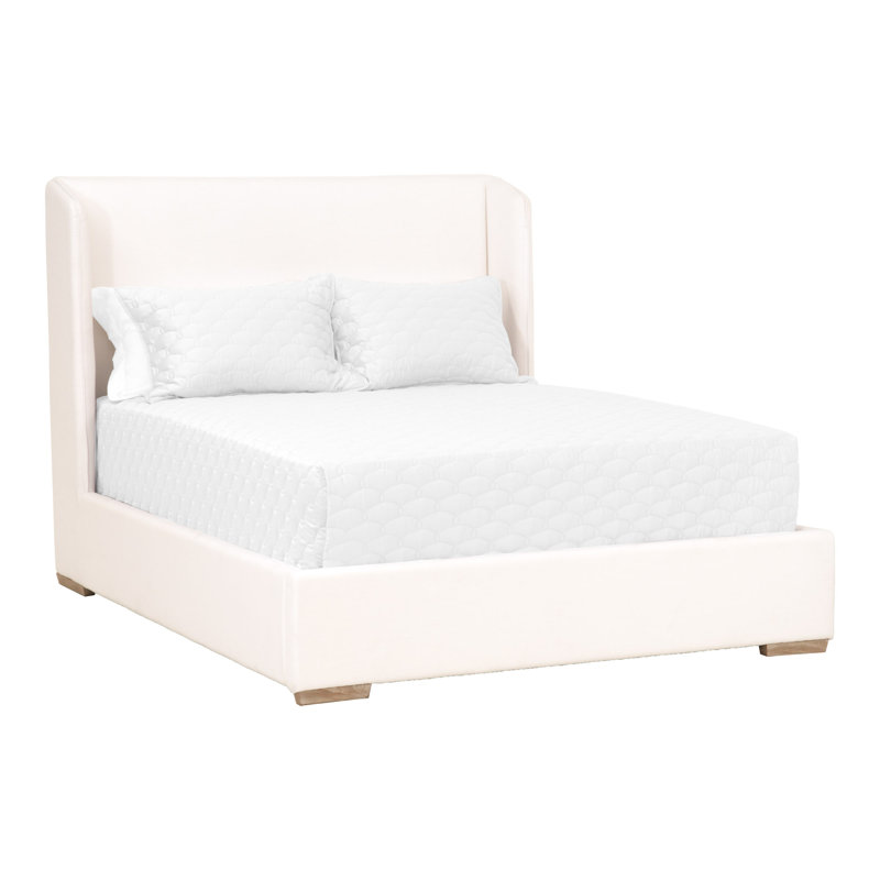 Peyton-Pearl Transitional Wingback California King Bed with Oak Frame