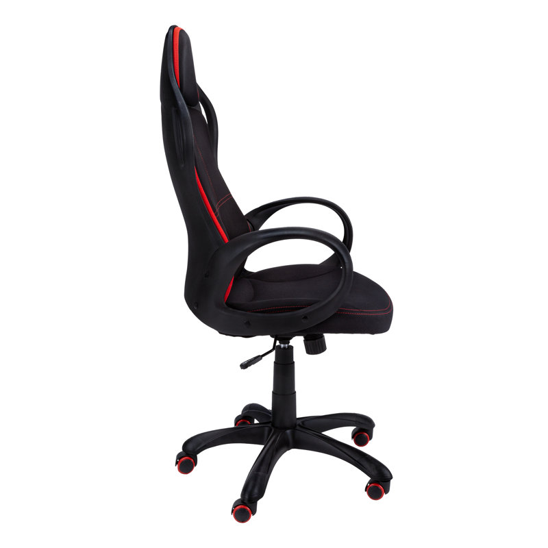 46" High-Back Black Fabric Adjustable Office Chair with Castors