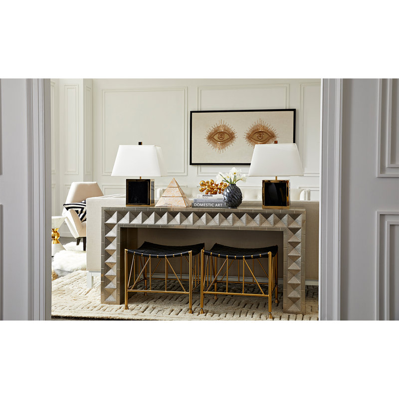 Talitha Nickel-Plated Metal & Wood Waterfall Console