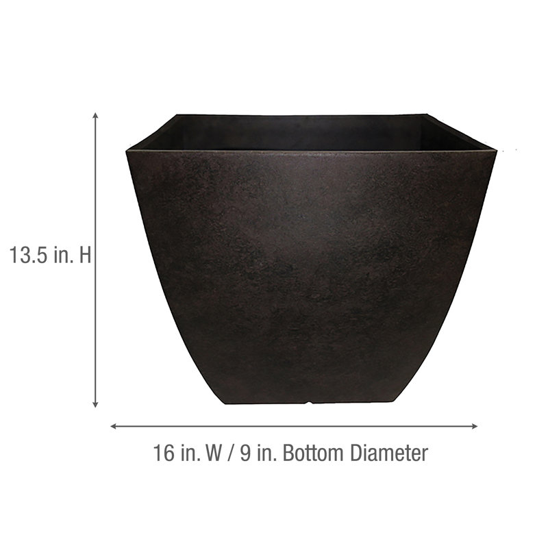 Large Coffee Square Outdoor Planter with UV Resistance