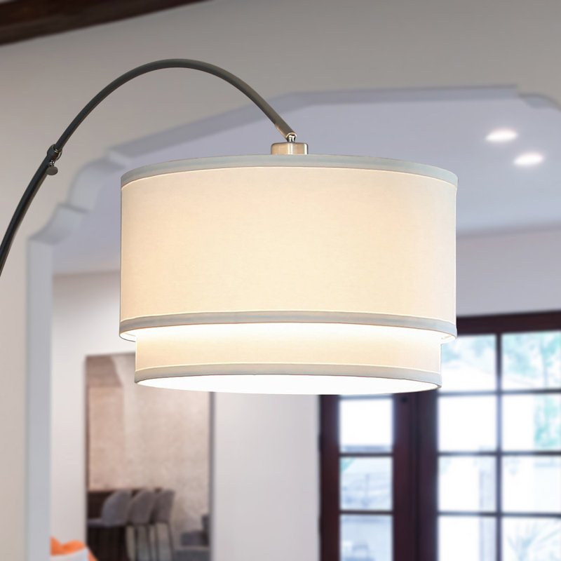 Mason 81" Modern White LED Arc Floor Lamp with Adjustable Drum Shade