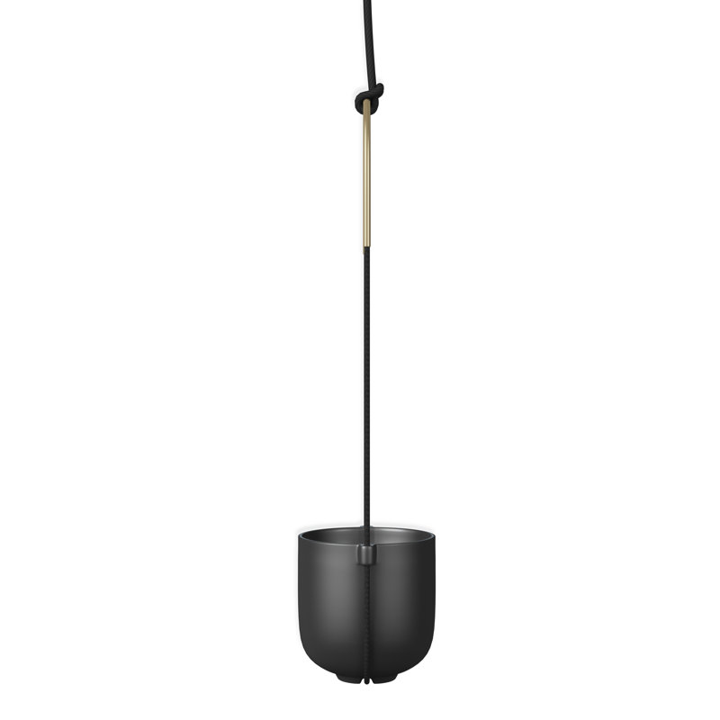 Bolo Soft Curve Black Ceramic Indoor/Outdoor Hanging Planter