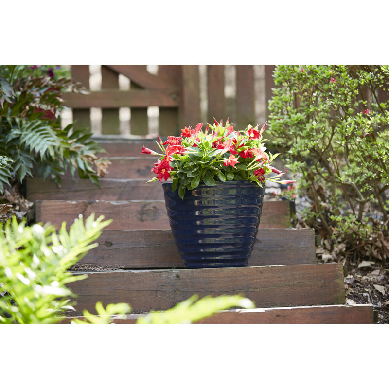 Navy Beehive-Style 16'' Resin Outdoor Planter
