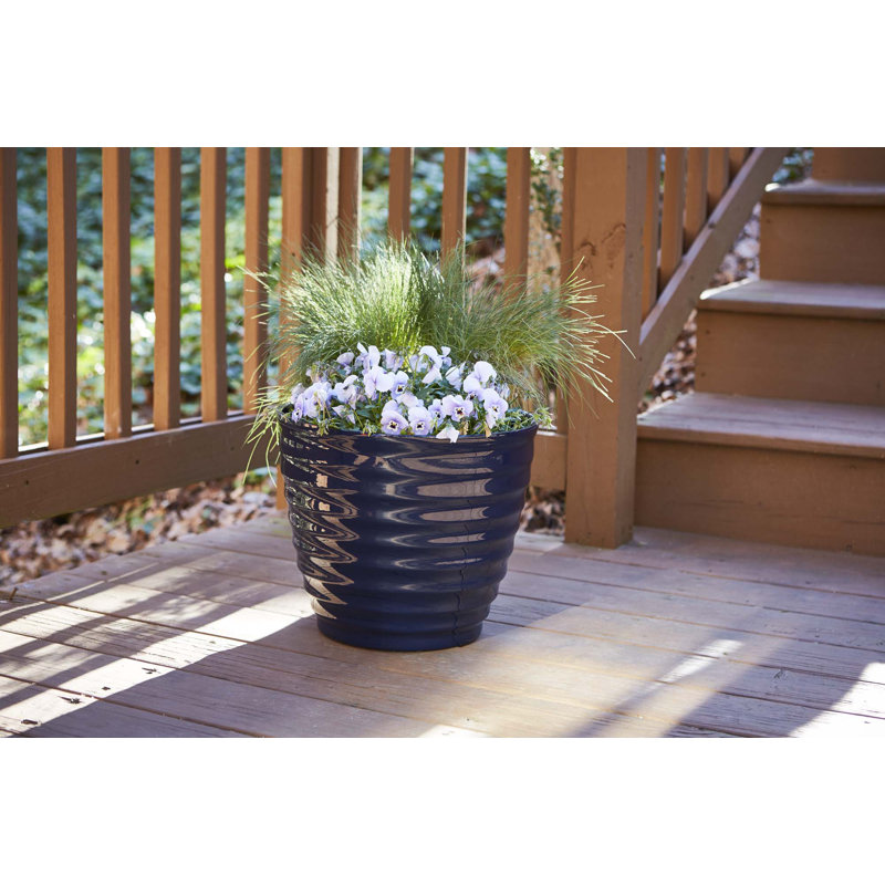 Navy Beehive-Style 16'' Resin Outdoor Planter