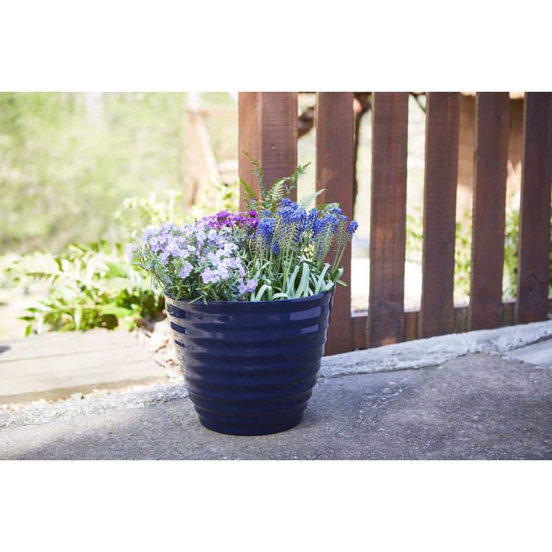 Navy Beehive-Style 16'' Resin Outdoor Planter