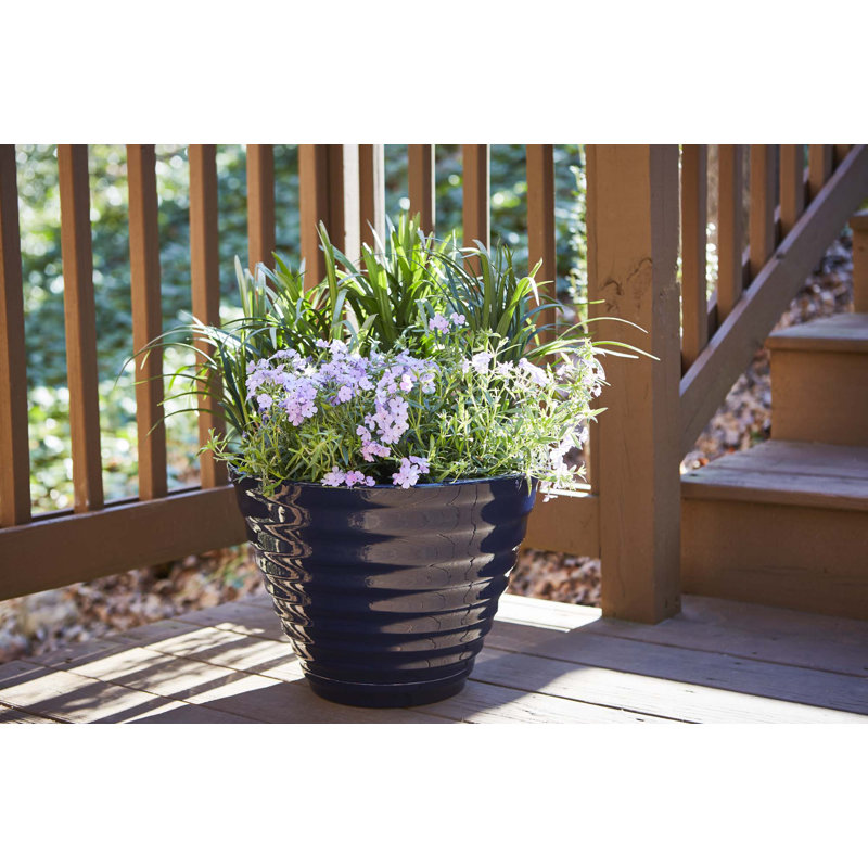 Navy Beehive-Style 16'' Resin Outdoor Planter
