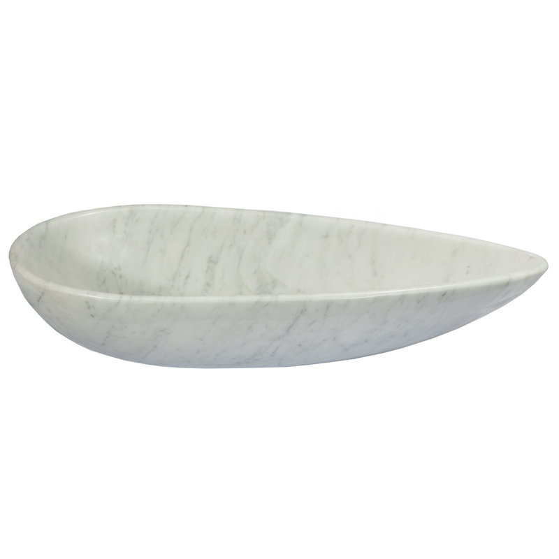 Carrara White Marble 25'' Pod Shaped Vessel Sink
