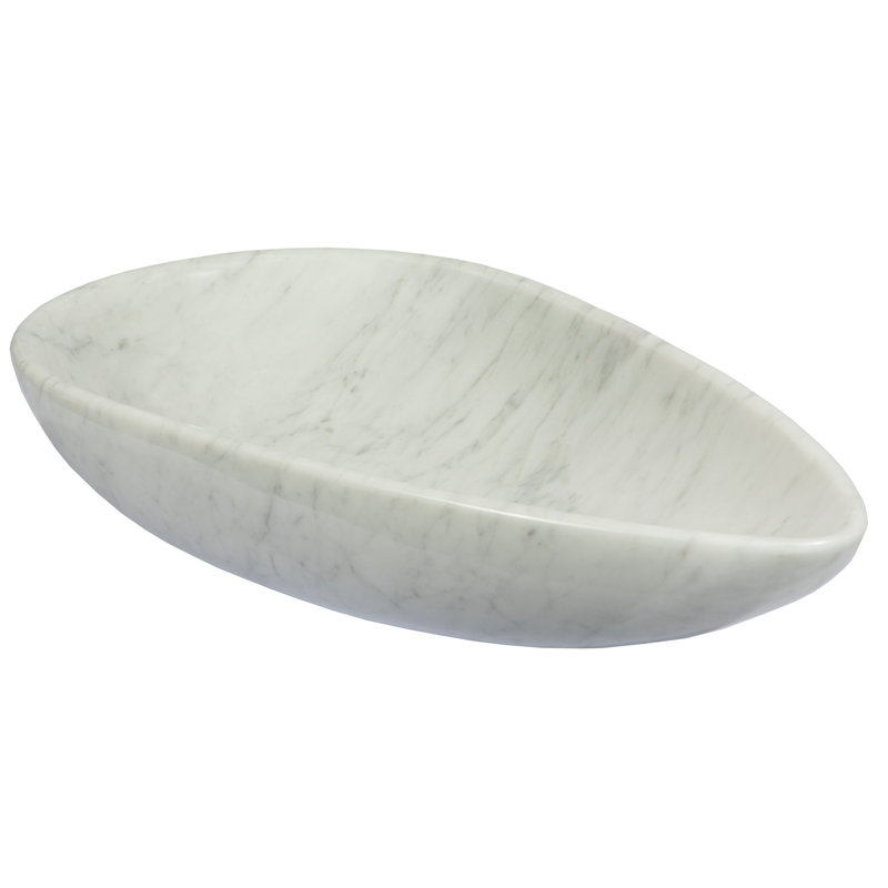 Carrara White Marble 25'' Pod Shaped Vessel Sink