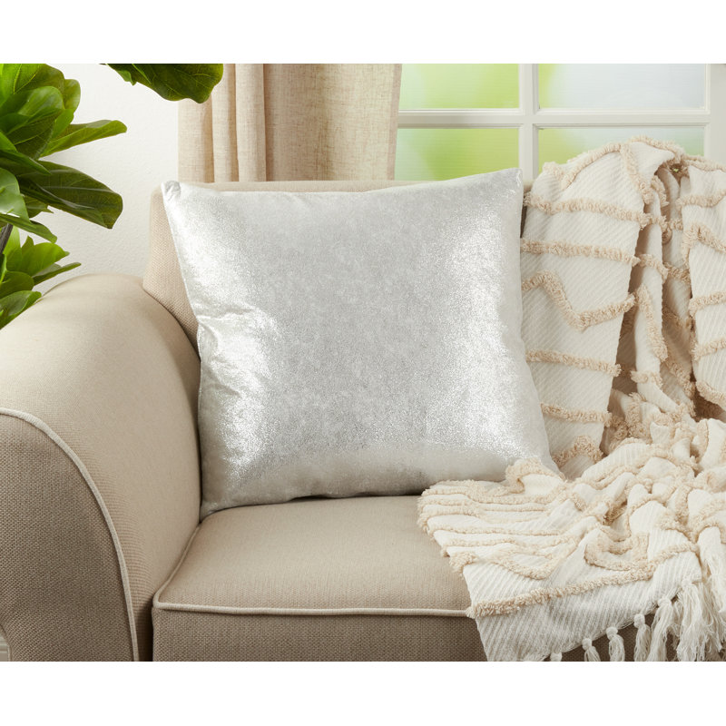 Silver Shimmering Metallic Square Throw Pillow