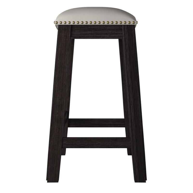 Adjustable Gray Leather Swivel Saddle Counter Stool Set of 2