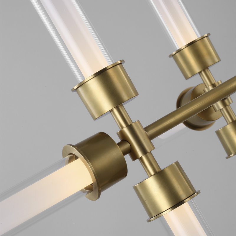 Luminous Elegance 12-Light LED Chandelier in Natural Brass