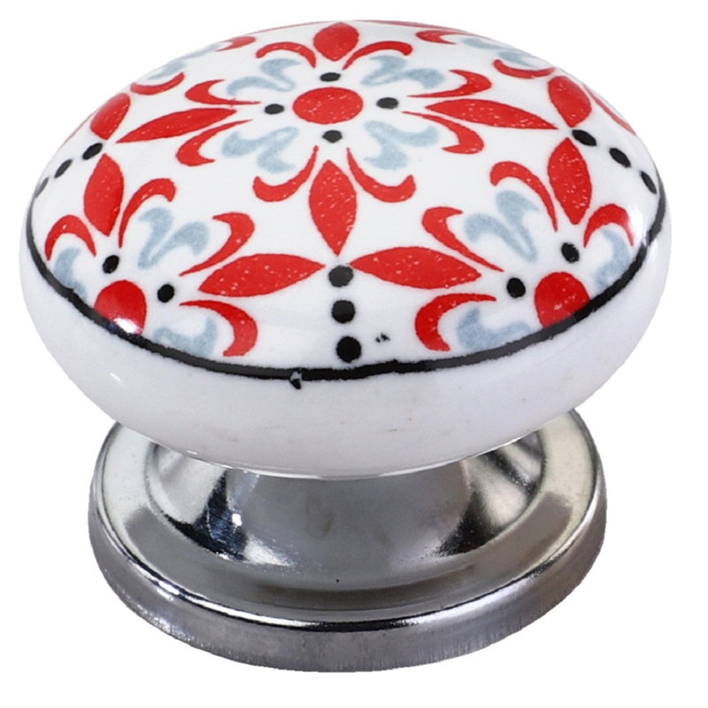 Hand-Painted Ceramic Round Cabinet Knobs with Mounting Hardware