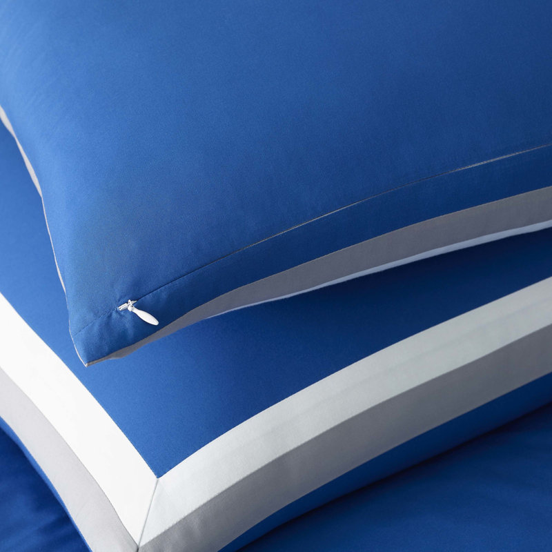 Blue Cotton Down Alternative Reversible Comforter Set, Full