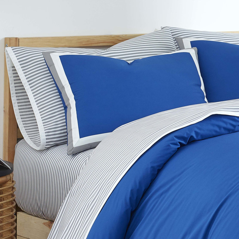 Blue Cotton Down Alternative Reversible Comforter Set, Full