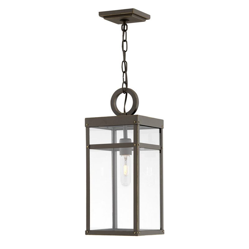 Oil Rubbed Bronze Outdoor Hanging Lantern with Clear Glass