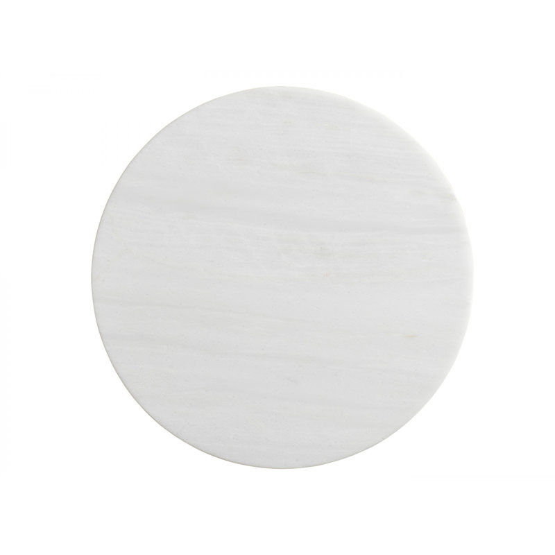 Transitional Turnberry 14" Round Stone-Top Chairside Table in Brown/White