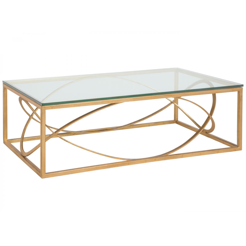 Gold Rectangular Glass Top Cocktail Table