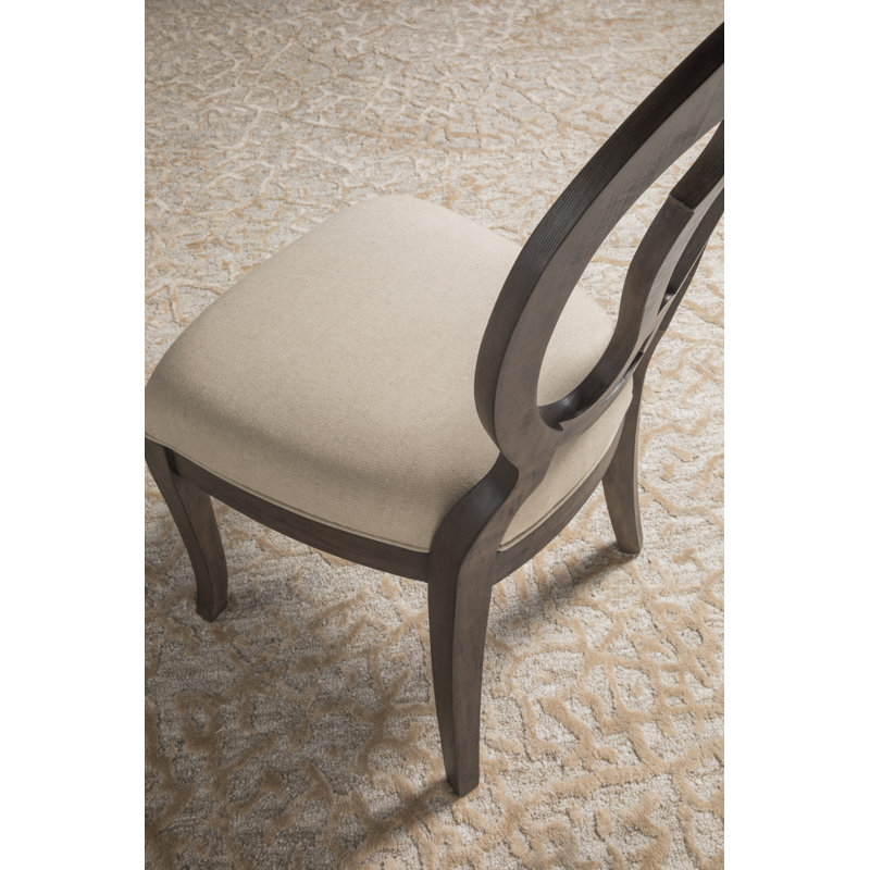 Antico Greige Linen Upholstered Mahogany Side Chair