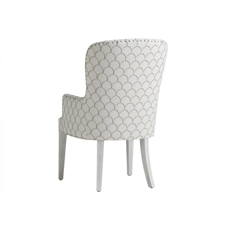 Baxter 24'' White Contemporary Upholstered Arm Chair with Wood Accents