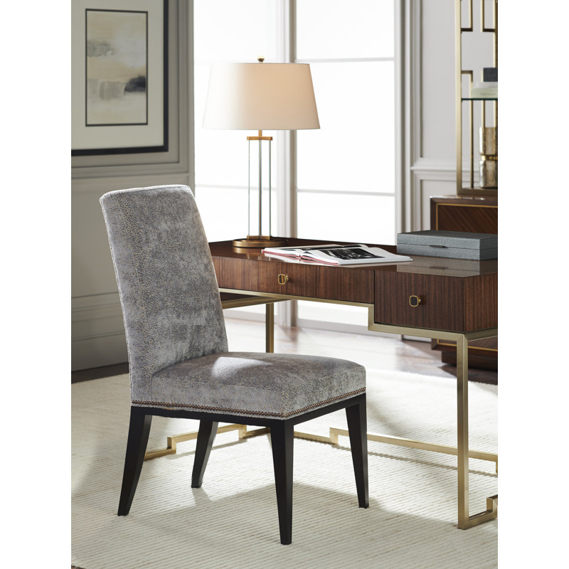 Gray Lowell Upholstered Side Chair with Nailhead Trim