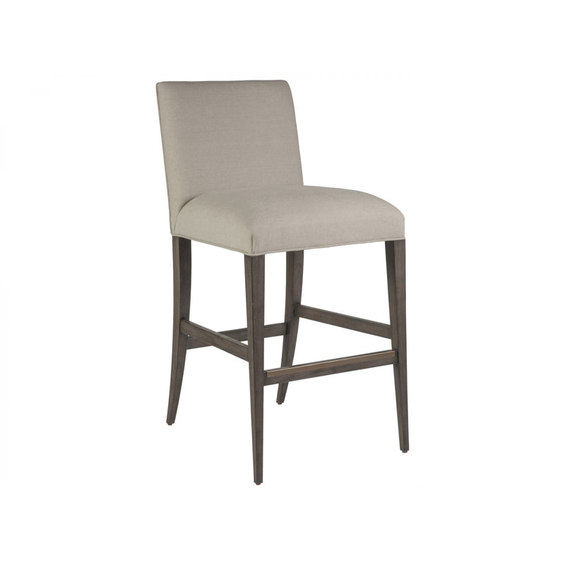 Antico Mahogany and Linen Low Back Bar Stool