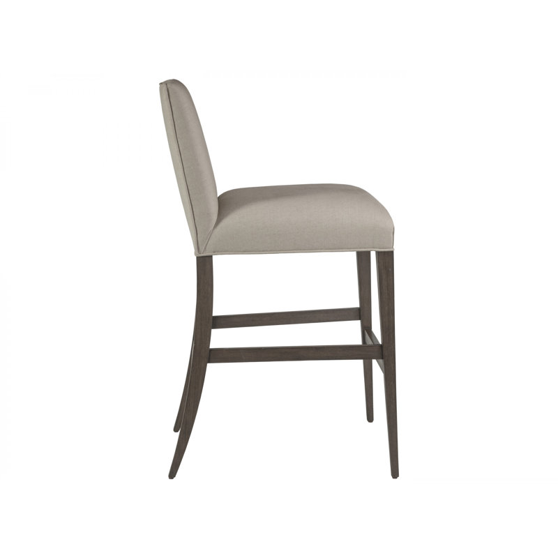 Antico Mahogany and Linen Low Back Bar Stool