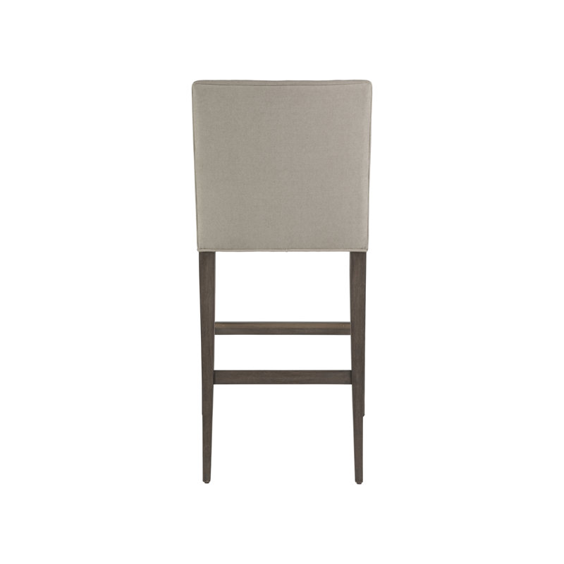Antico Mahogany and Linen Low Back Bar Stool
