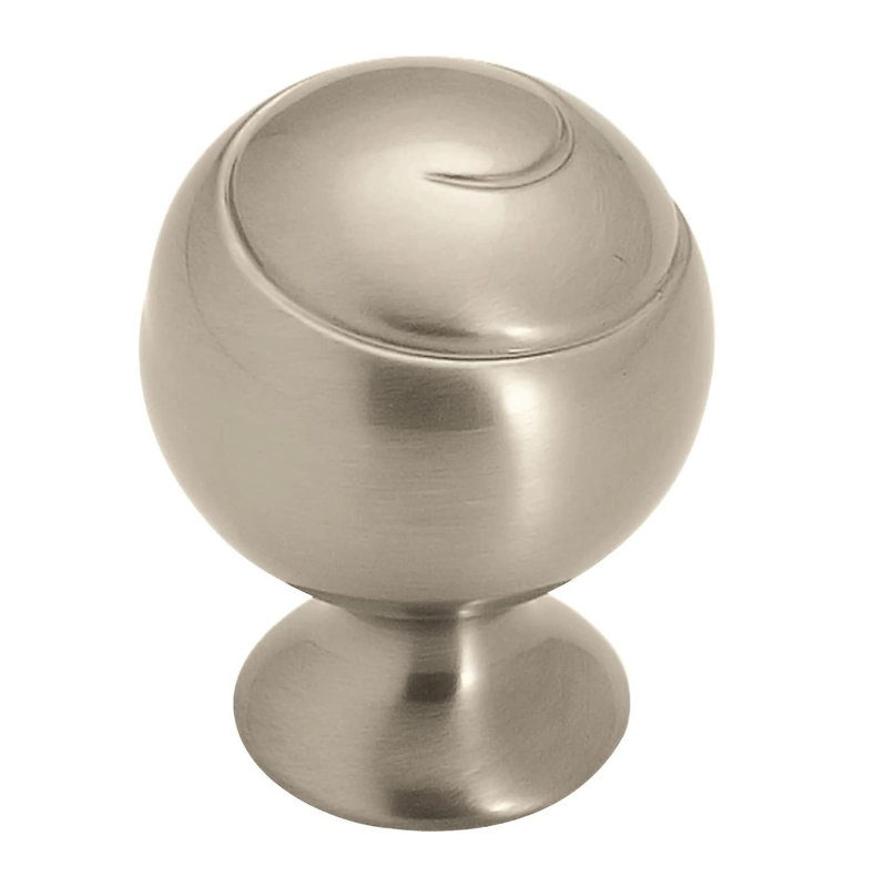 Satin Nickel Oval Cabinet Knob with Mounting Hardware