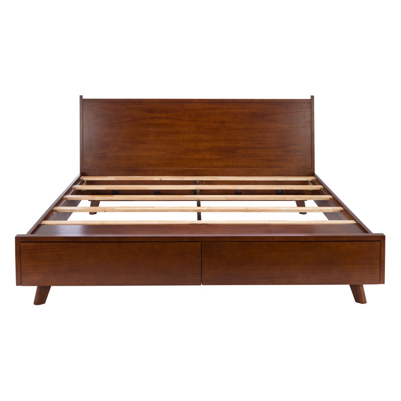 Fitz Walnut Finish King Storage Bed with 2 Drawers