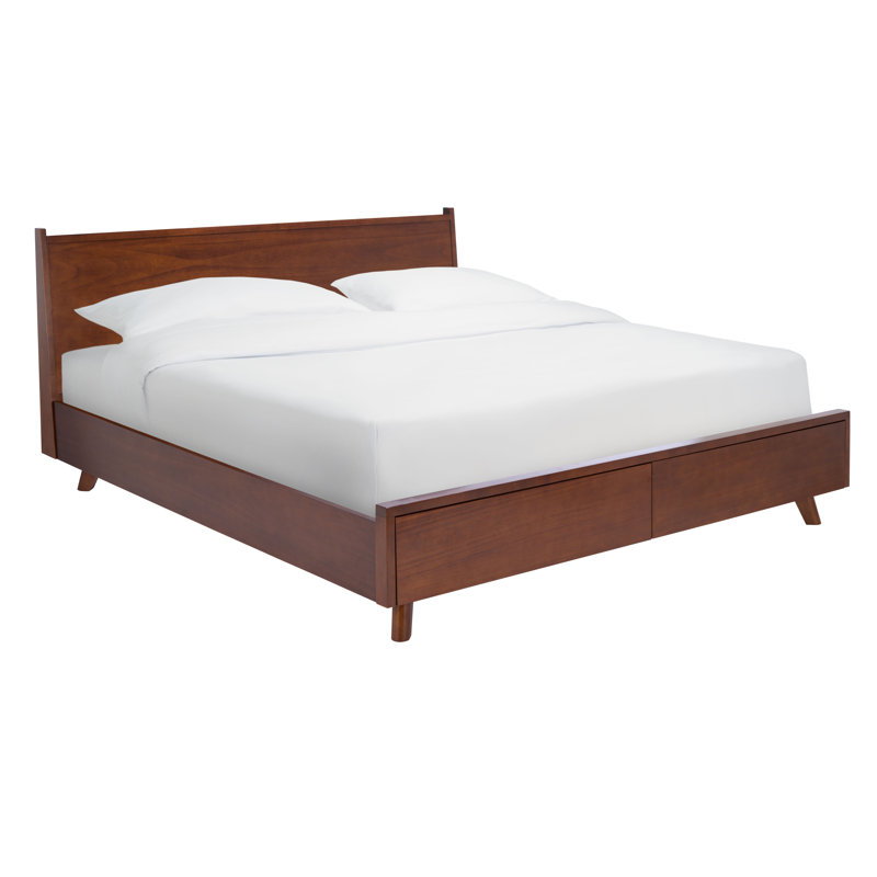 Fitz Walnut Finish King Storage Bed with 2 Drawers