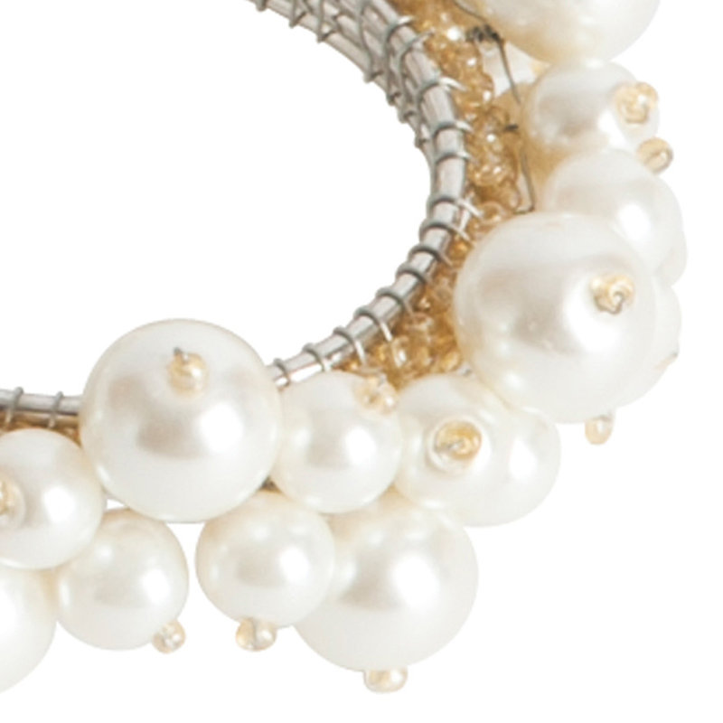 Elegant Faux Pearl Napkin Rings Set of 4, Off-White