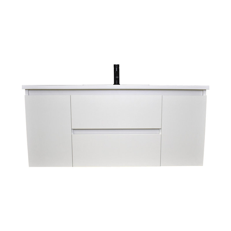 Salt 48" White Wall-Mounted Double Vanity with Acrylic Top