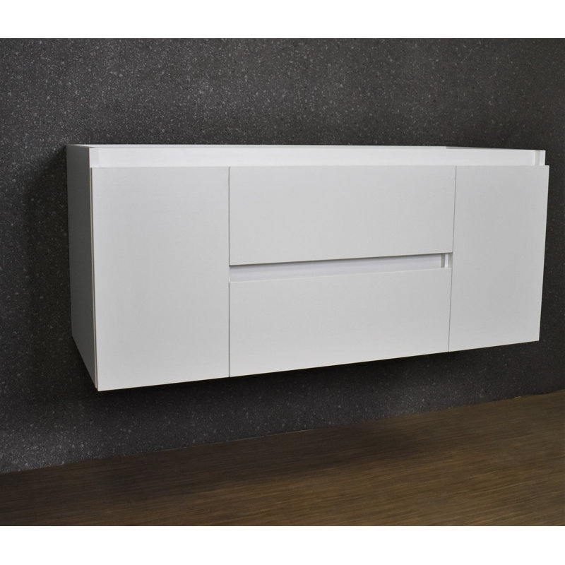 Salt 47'' Glossy White Wall-Mounted Single Vanity Base