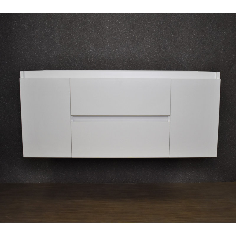 Salt 47'' Glossy White Wall-Mounted Single Vanity Base