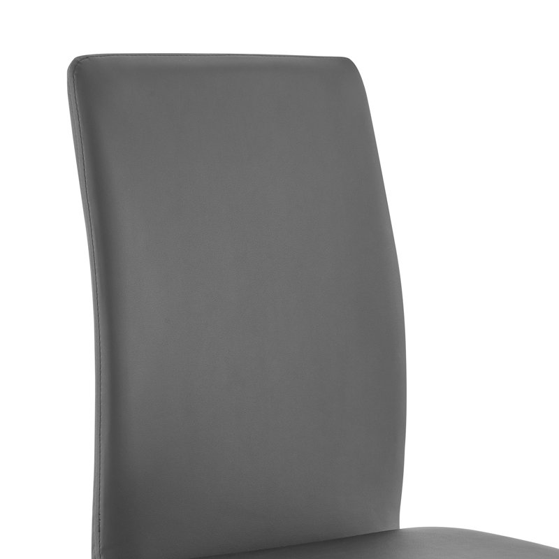 Modern Gray Faux Leather Side Chair with Chrome Metal Frame