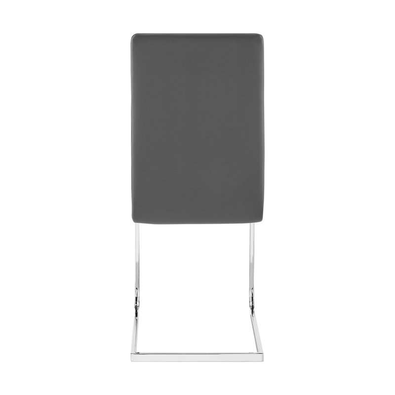Modern Gray Faux Leather Side Chair with Chrome Metal Frame