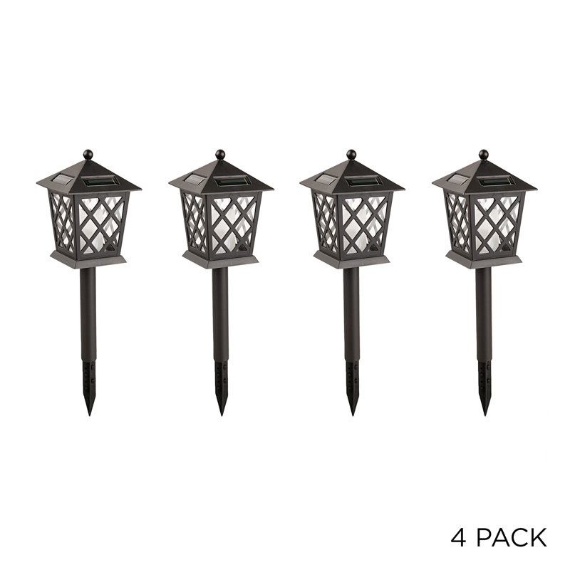 16" Tall Black Solar Powered LED Pathway Light Set