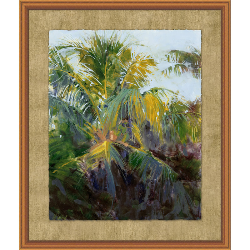 Tropical Palm Oil Painting in Wood Frame with Tempered Glass